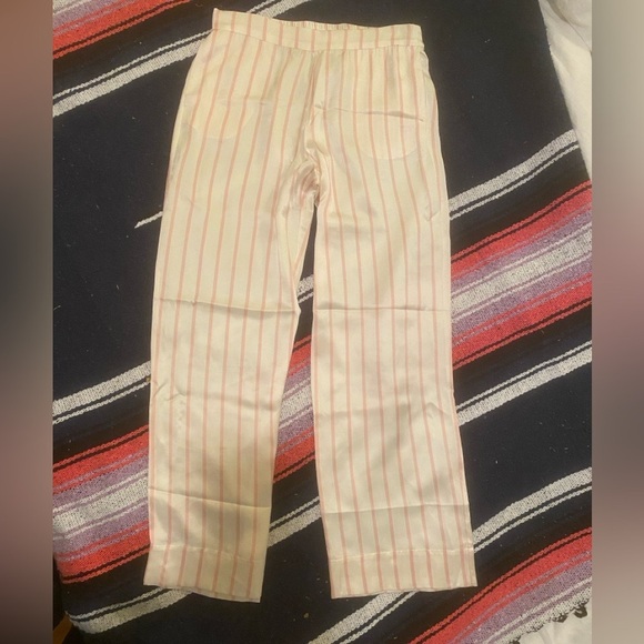 Asceno pink silk stripe pajama Pants M - Picture 2 of 5